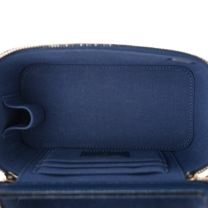 Chanel Lambskin Quilted Small Top Handle Vanity Case With Chain Dark Blue 5 of 11