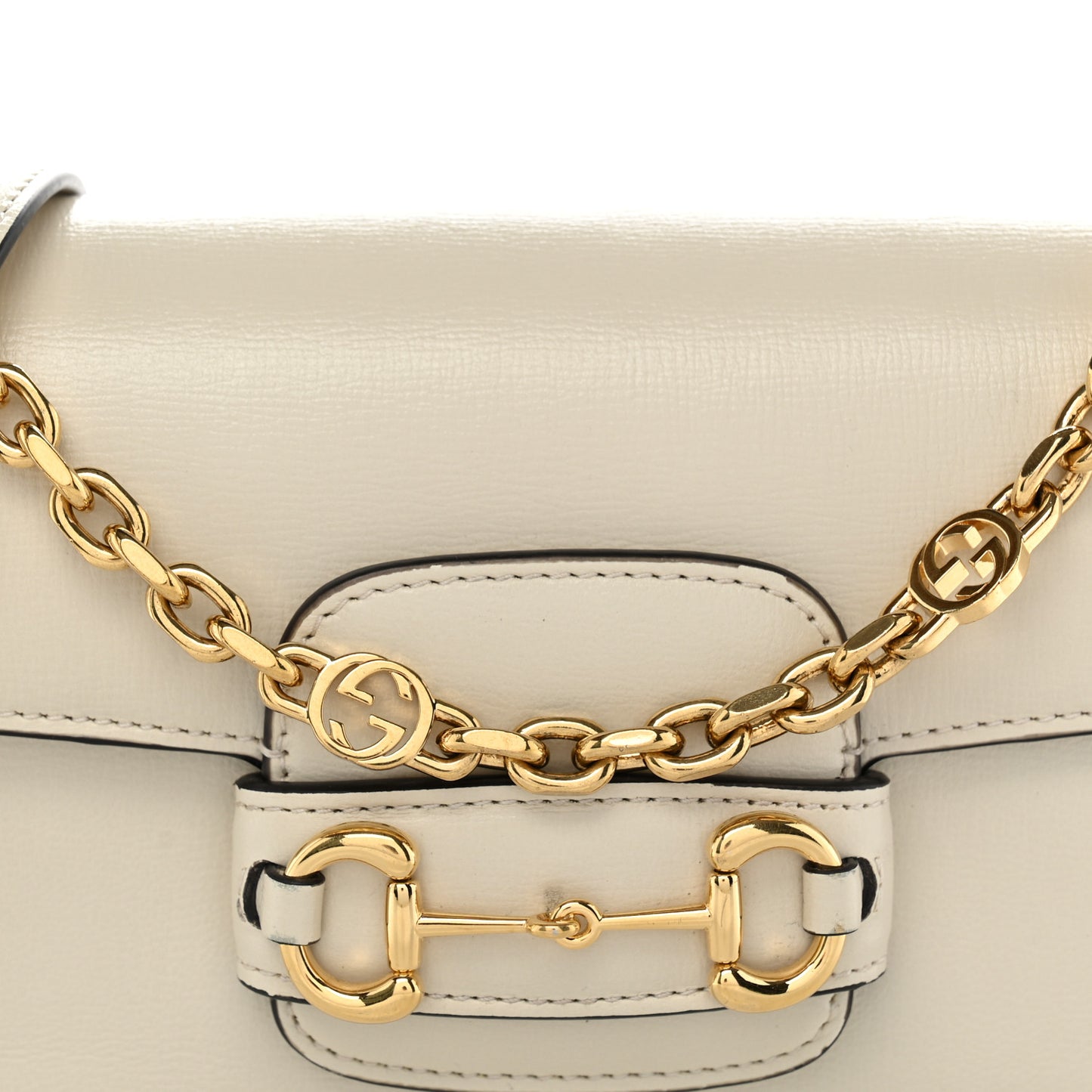 Azalea Calfskin Small Horsebit 1955 Chain Shoulder Bag Mystic White