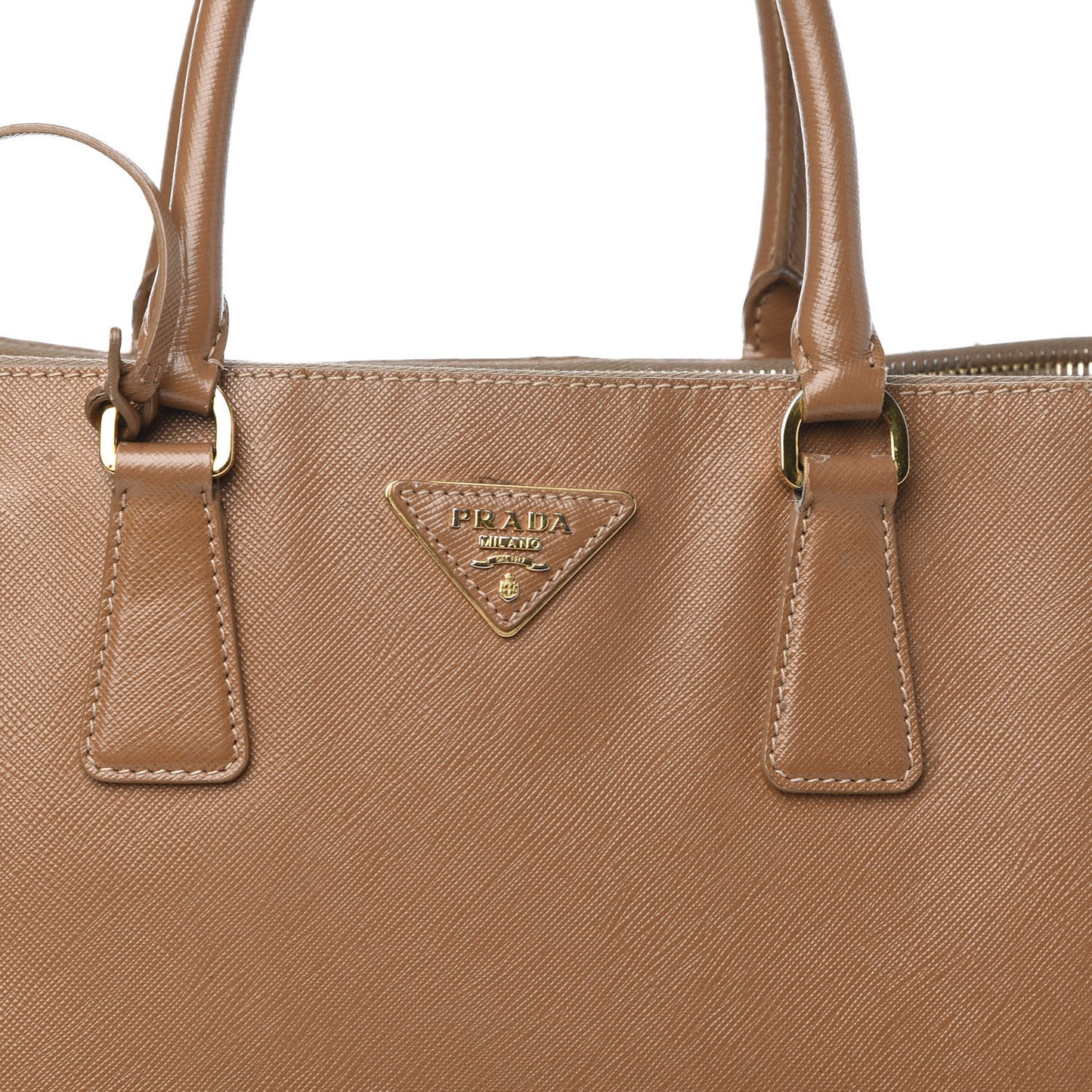 Saffiano Large Galleria Double Zip Tote Caramel