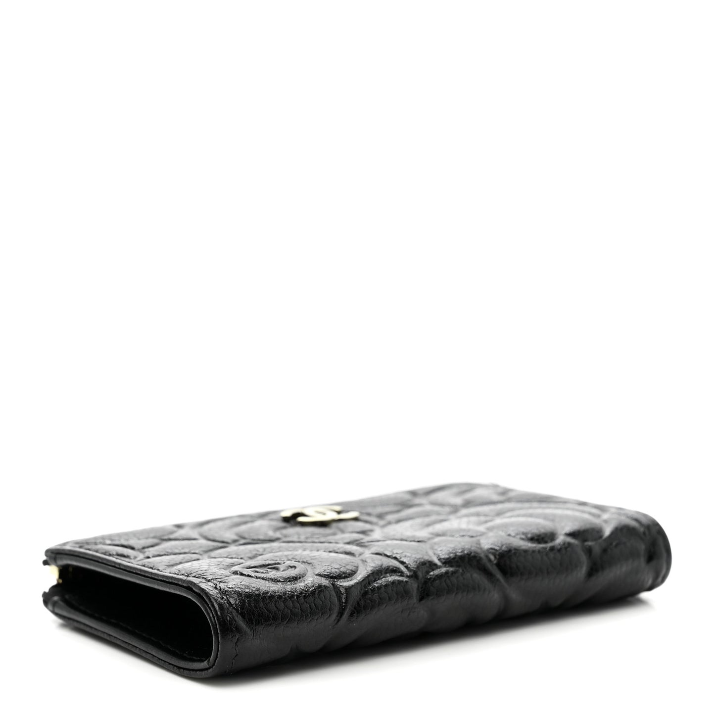 Caviar Camellia Embossed Key Holder Case Black