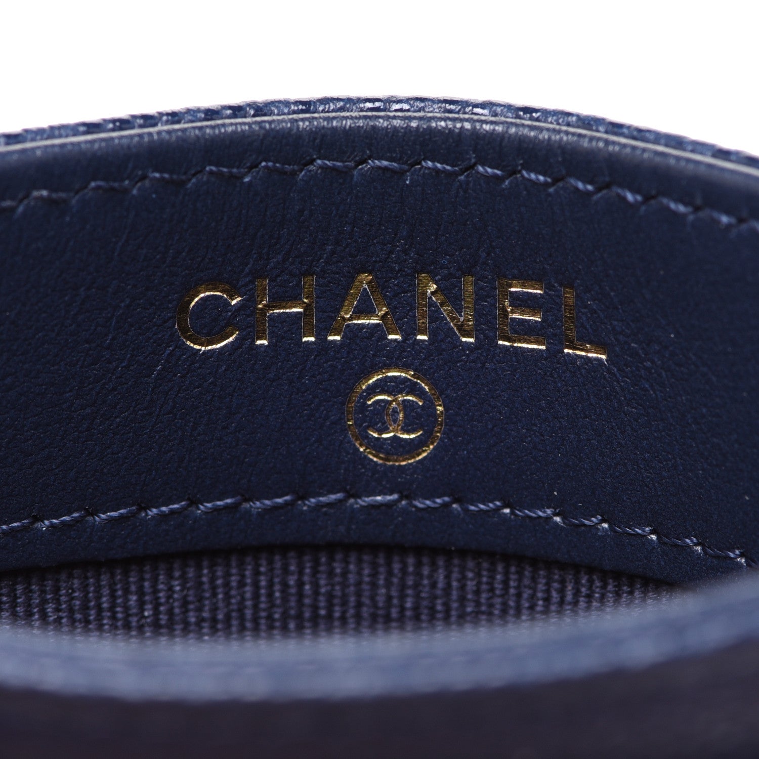 Chanel Caviar Quilted Crystal Card Holder Navy 6 of 9