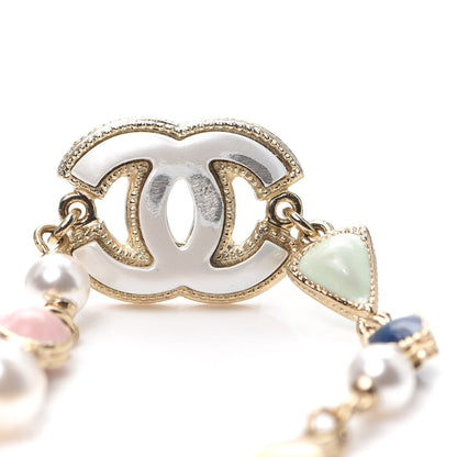 Chanel Pearl Enamel CC Bracelet Green Blue Pink 4 of 5