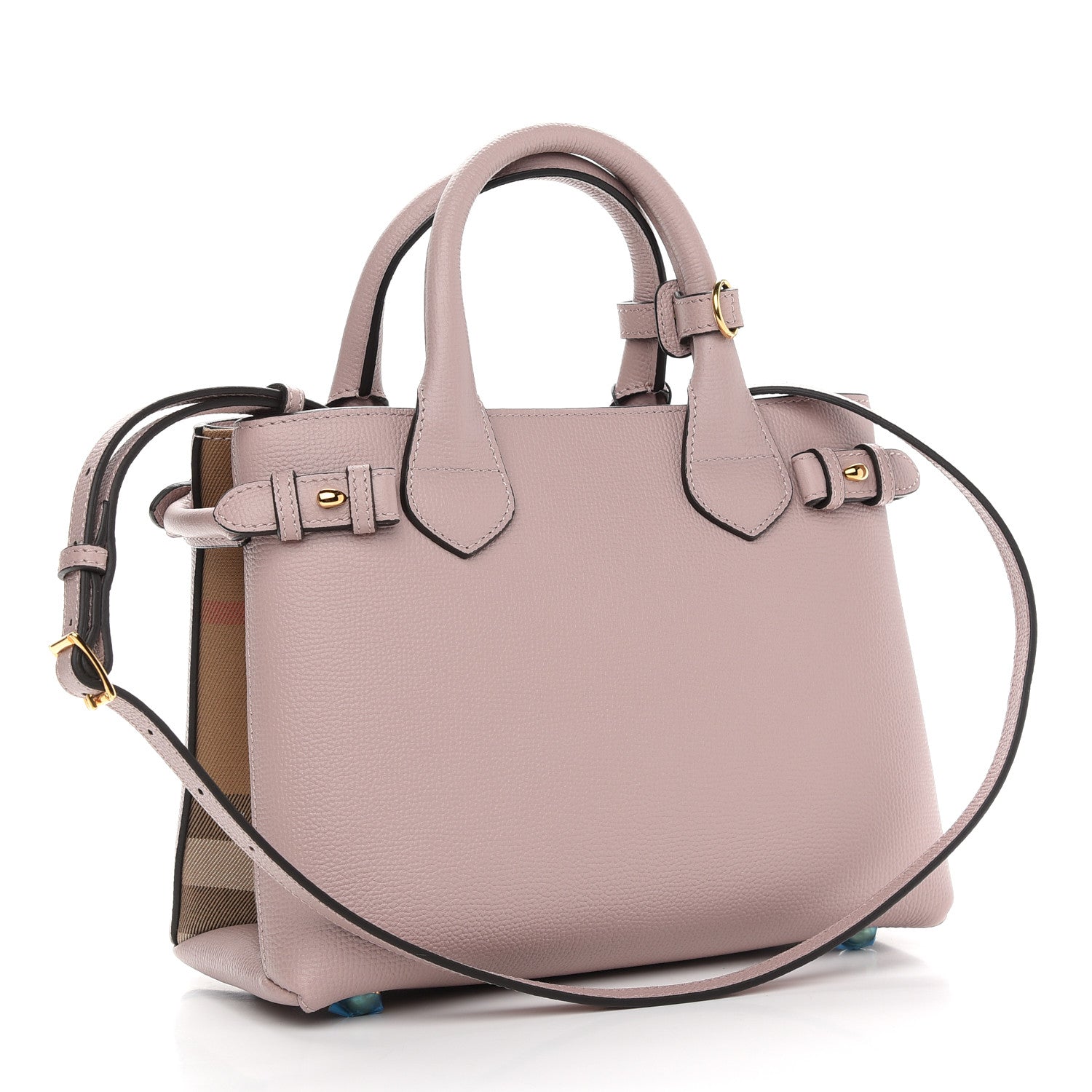 Burberry Grainy Calfskin House Check Small Banner Tote Pale Orchid 3 of 8