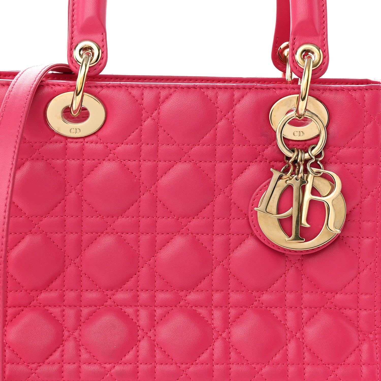 Christian Dior Lambskin Cannage Medium Lady Dior Fuchsia 8 of 11