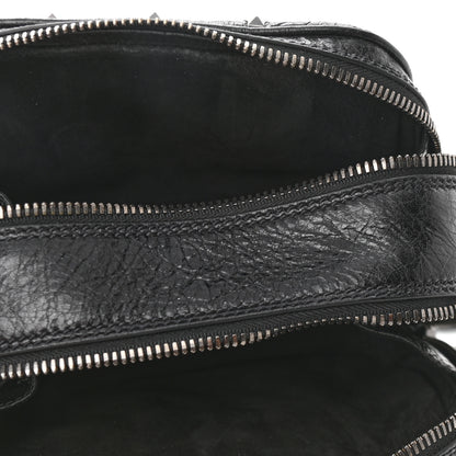 Valentino Garavani Craquele Nappa Rockstud Spike Double Zip Camera Crossbody Bag Black 4 of 9