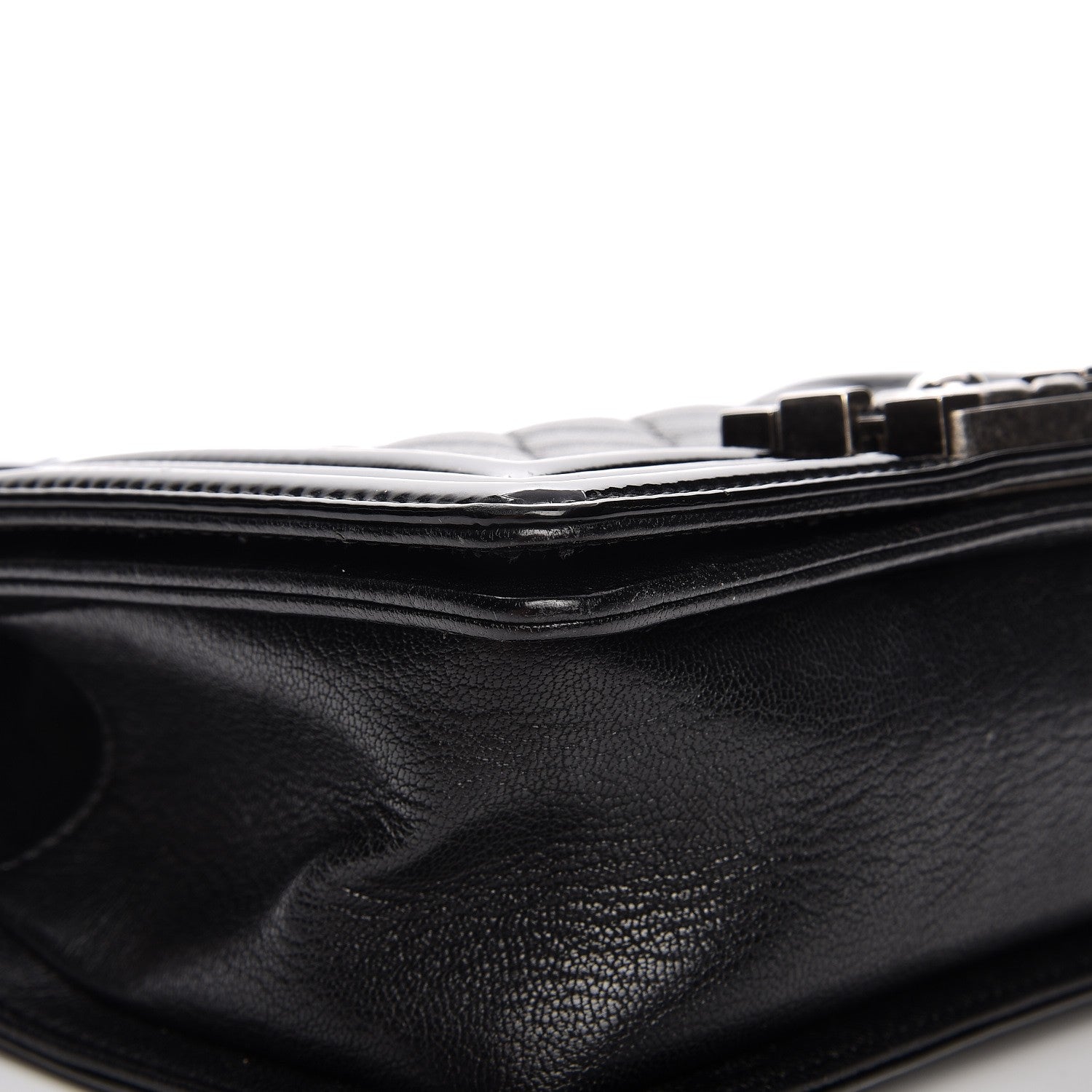 Chanel Goatskin Quilted Patent Small Duo Boy Flap Black 9 of 11
