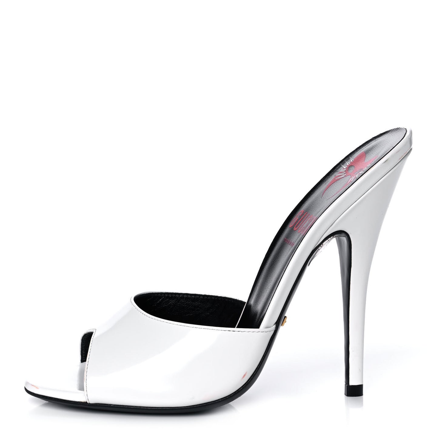 Polished Calfskin Scarlet High Heel Slide Sandals 38.5 Great White