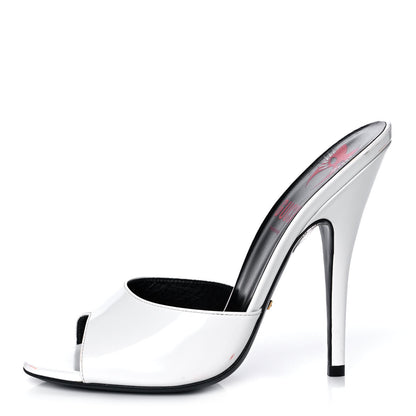 Gucci Polished Calfskin Scarlet High Heel Slide Sandals 38.5 Great White 1 of 11