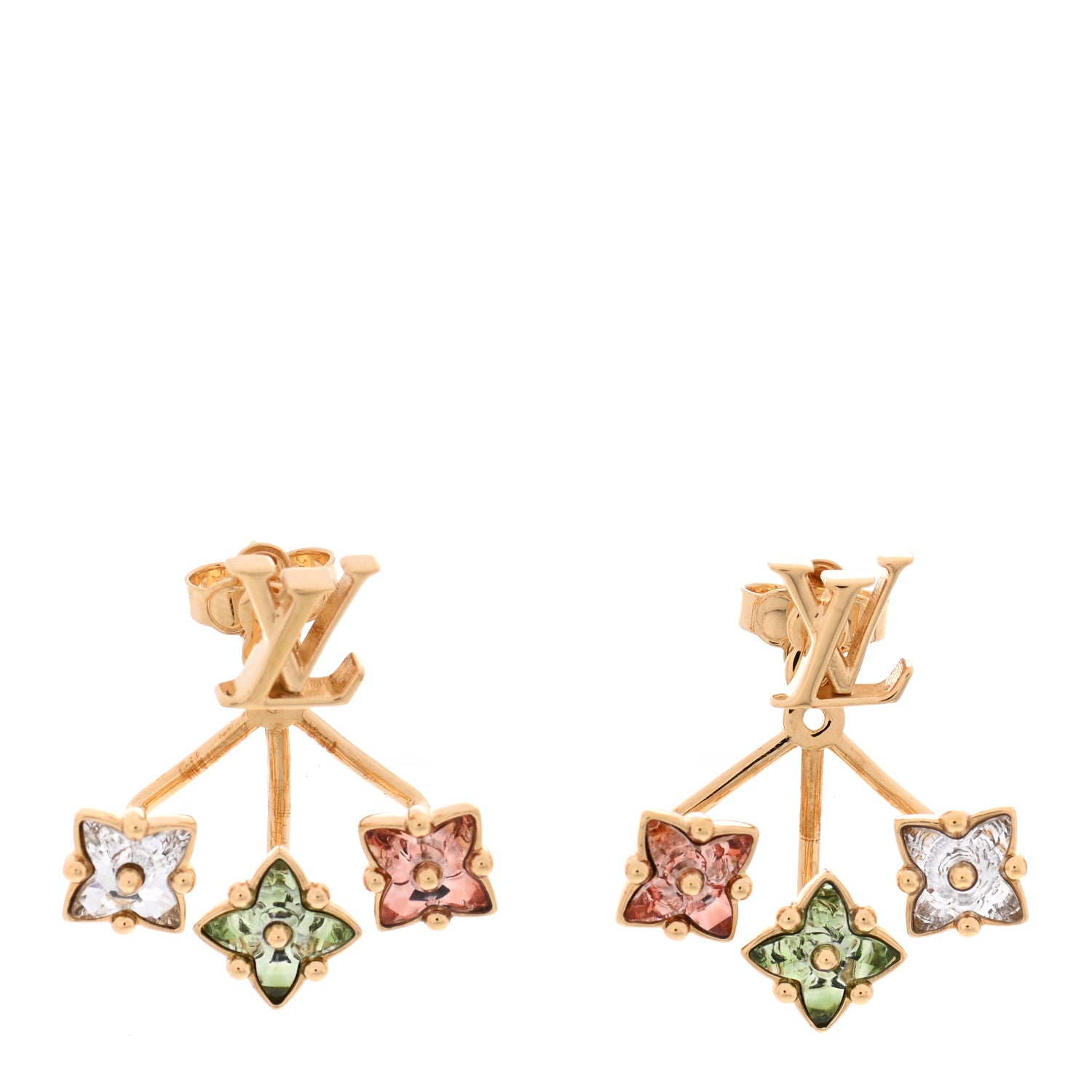 Louis Vuitton Metal Crystal Loulougram Earrings Multicolor 1 of 4