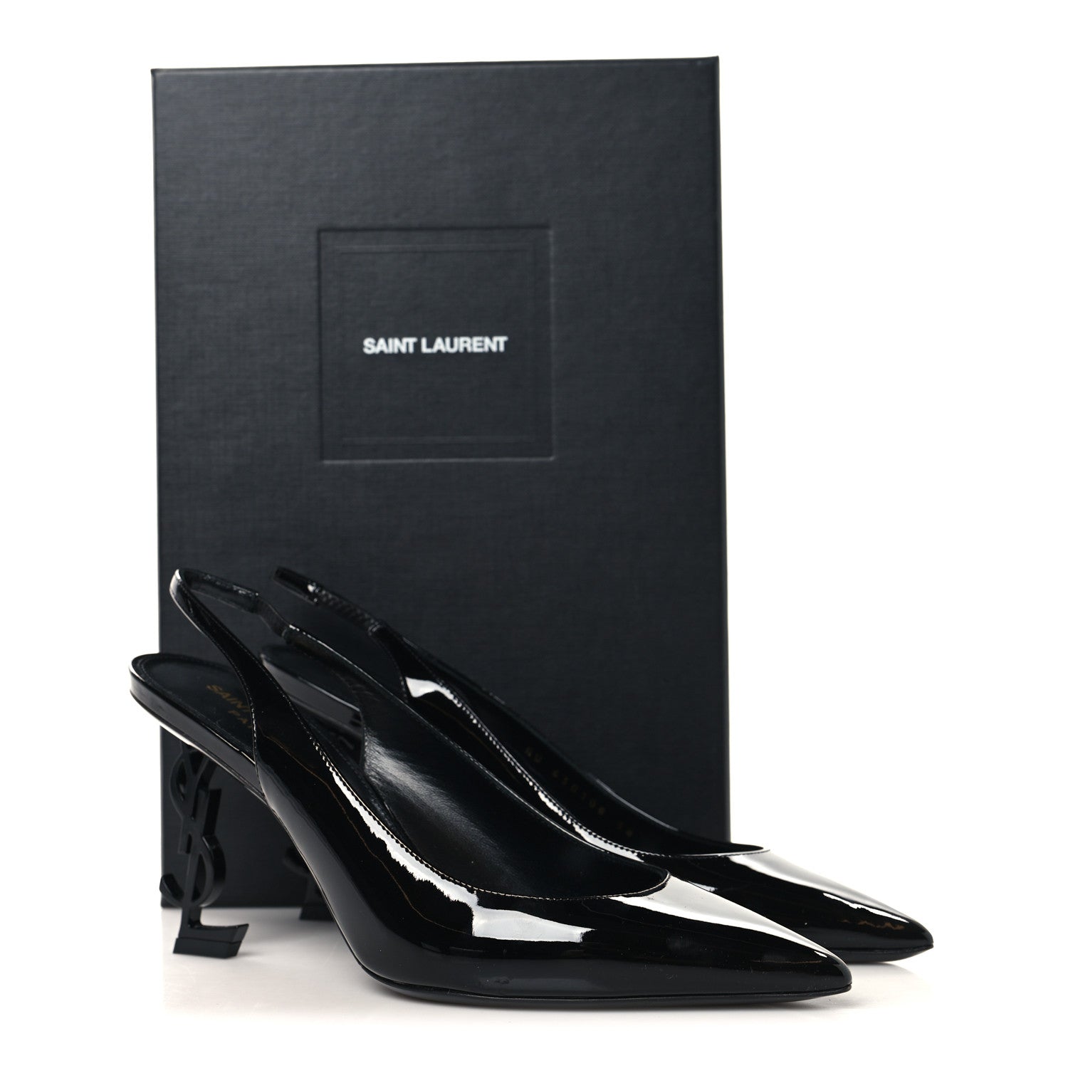 Saint Laurent Patent Opyum 110 Slingback Pumps 38 Black 10 of 10