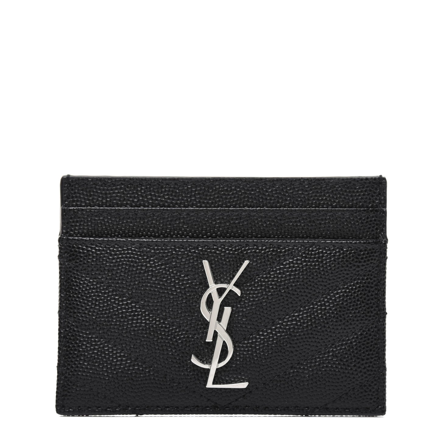 Grain De Poudre Matelasse Chevron Monogram Credit Card Case Black