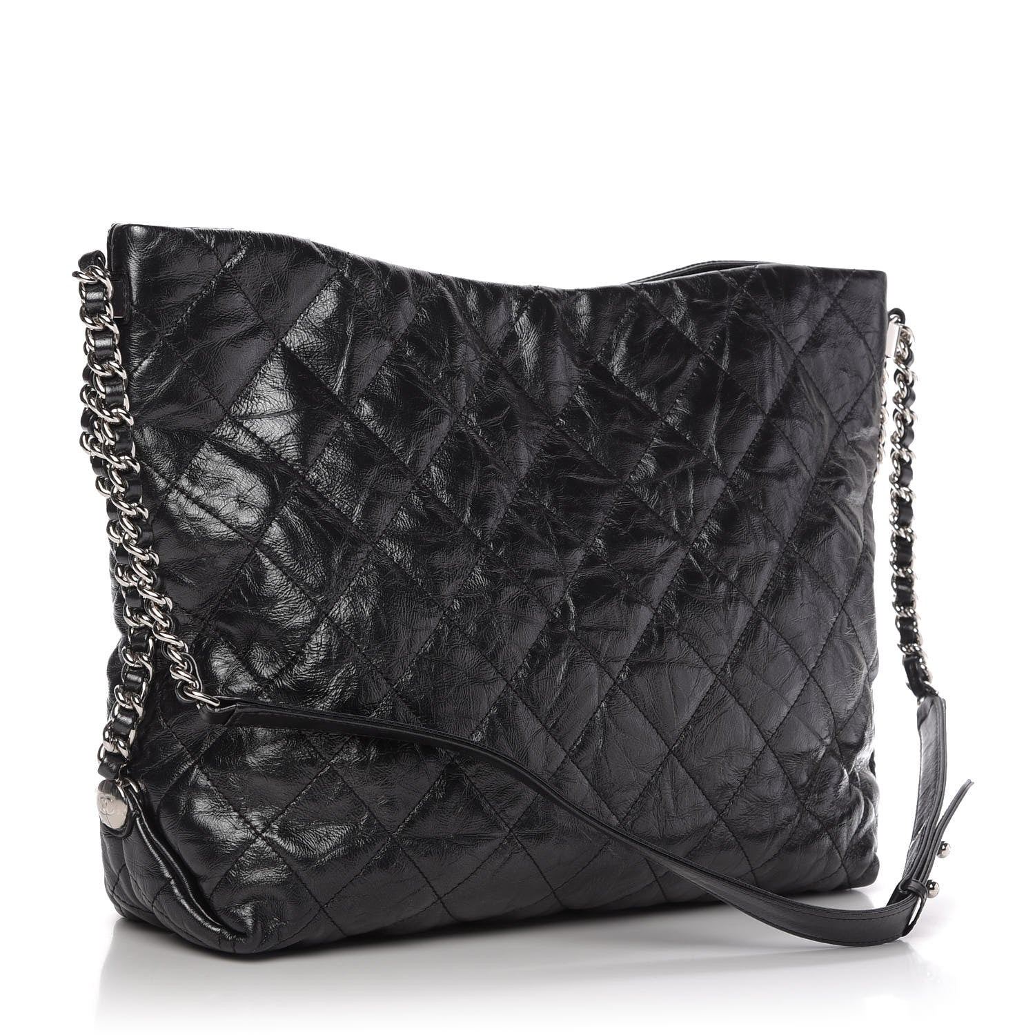 Chanel Metallic Crackled Calfskin Quilted Medium Big Bang Hobo Black 3 of 10