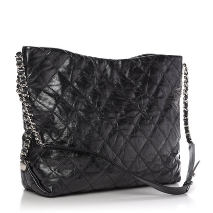Chanel Metallic Crackled Calfskin Quilted Medium Big Bang Hobo Black 3 of 10