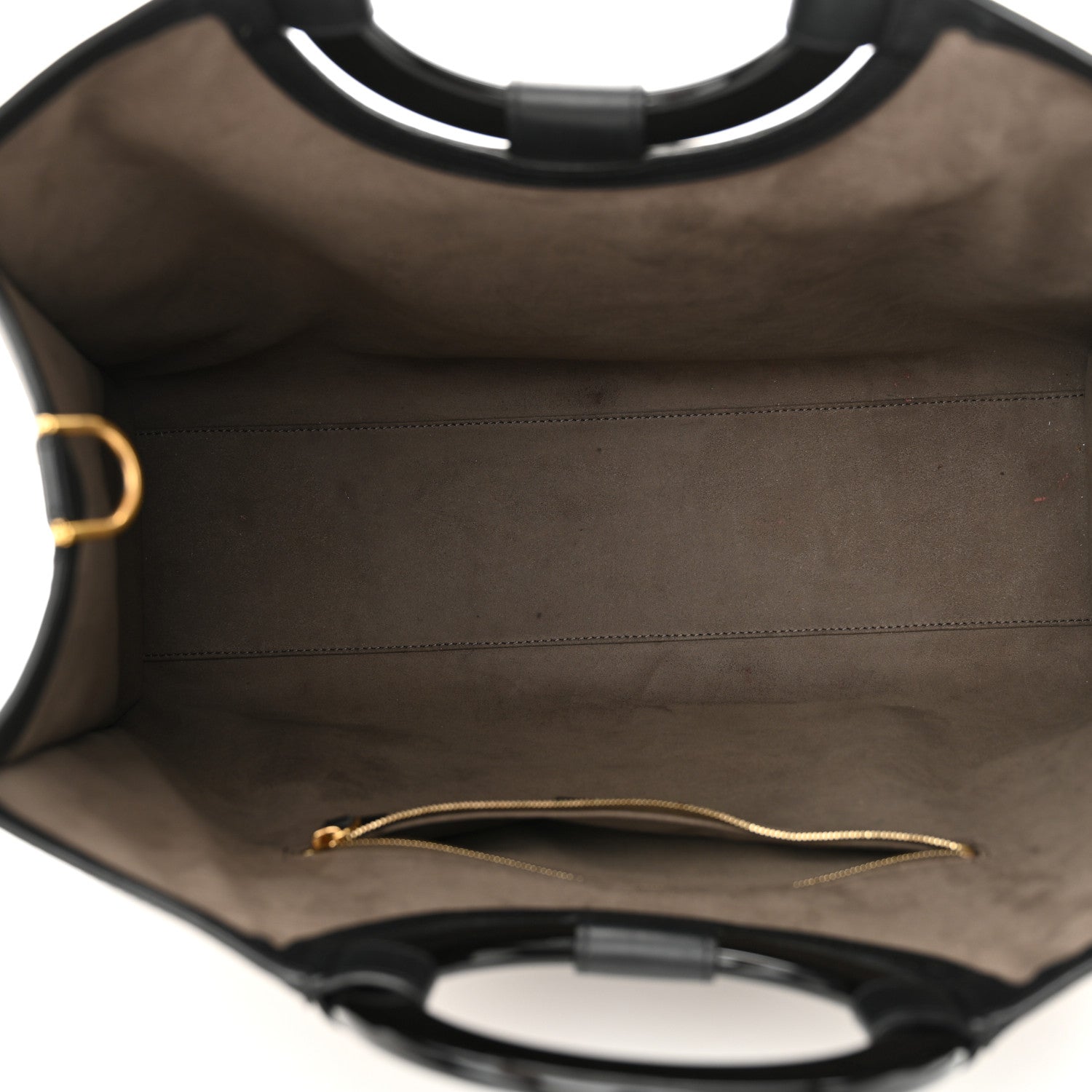 Fendi Glazed Fabric Vitello Century Plexiglass FF 1974 Stamp Patch Medium Runaway Shopper Tote Mogano Panna Black 5 of 15