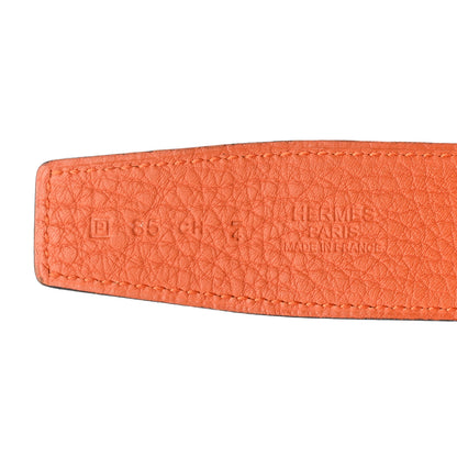 Hermes Box Togo 32mm Guilloche H Belt 85 Chocolate Orange 5 of 7