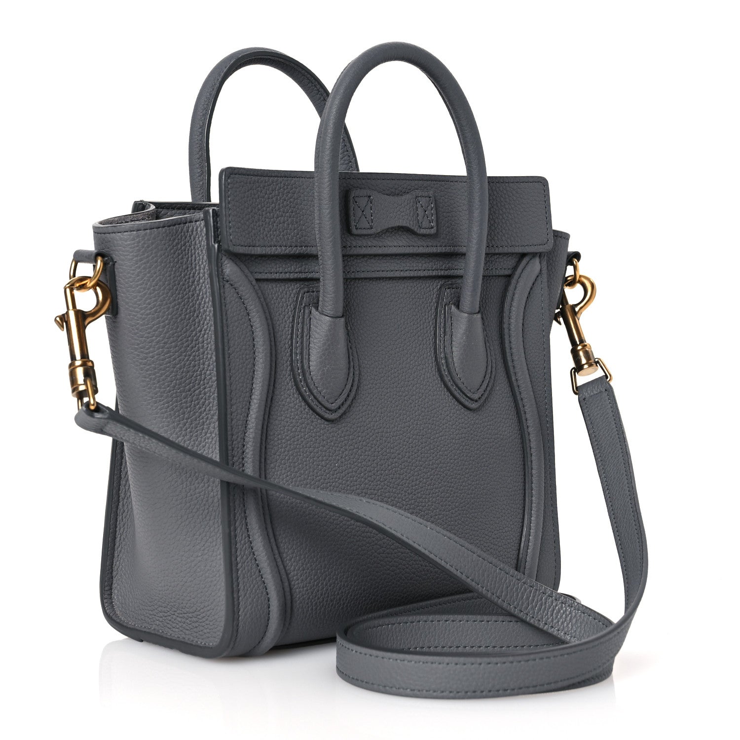 Celine Drummed Calfskin Nano Luggage Kohl 3 of 12