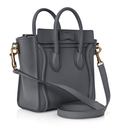 Celine Drummed Calfskin Nano Luggage Kohl 3 of 12