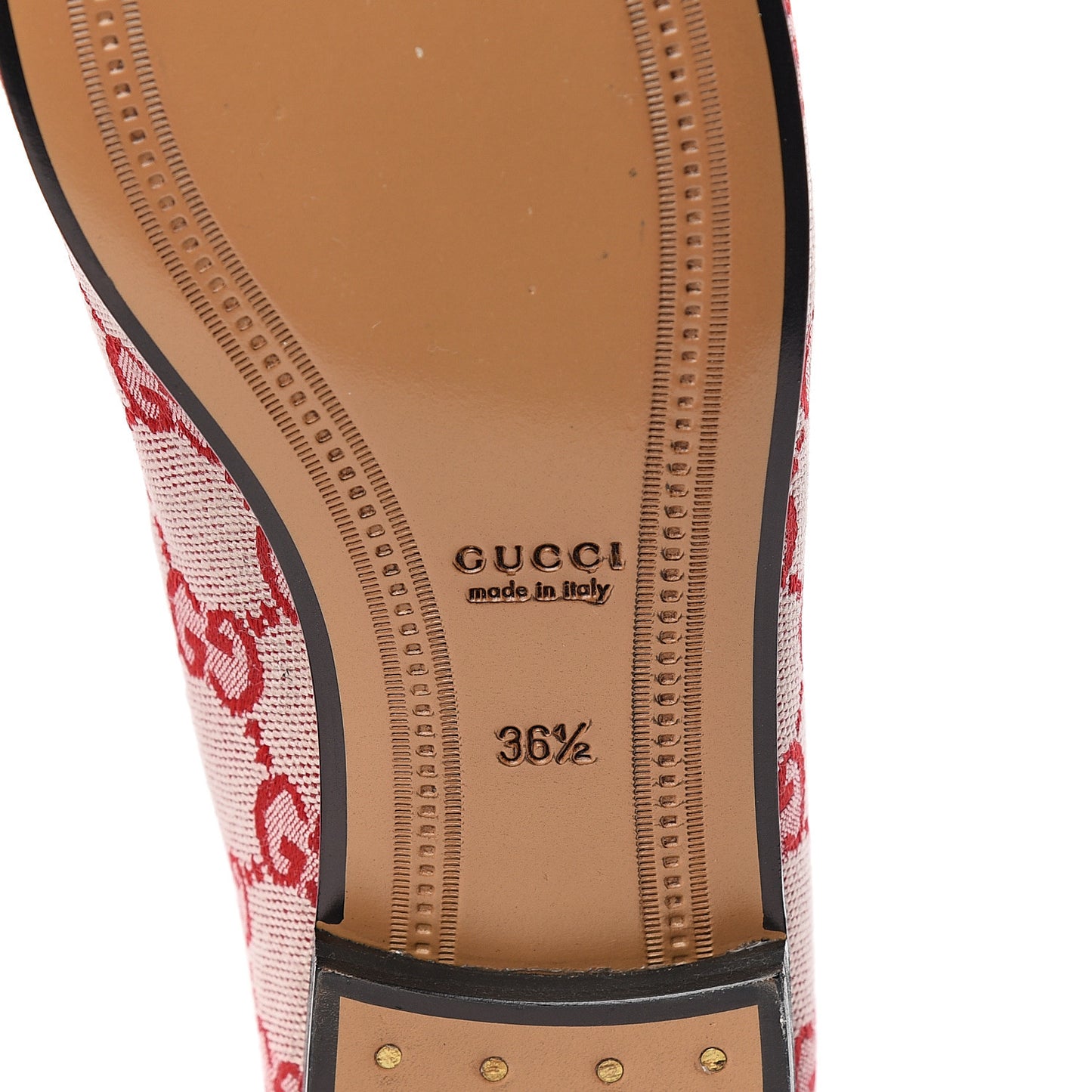 Canvas GG Monogram Horsebit Womens Jordaan Loafers 36.5 Gardenia Hibiscus Red