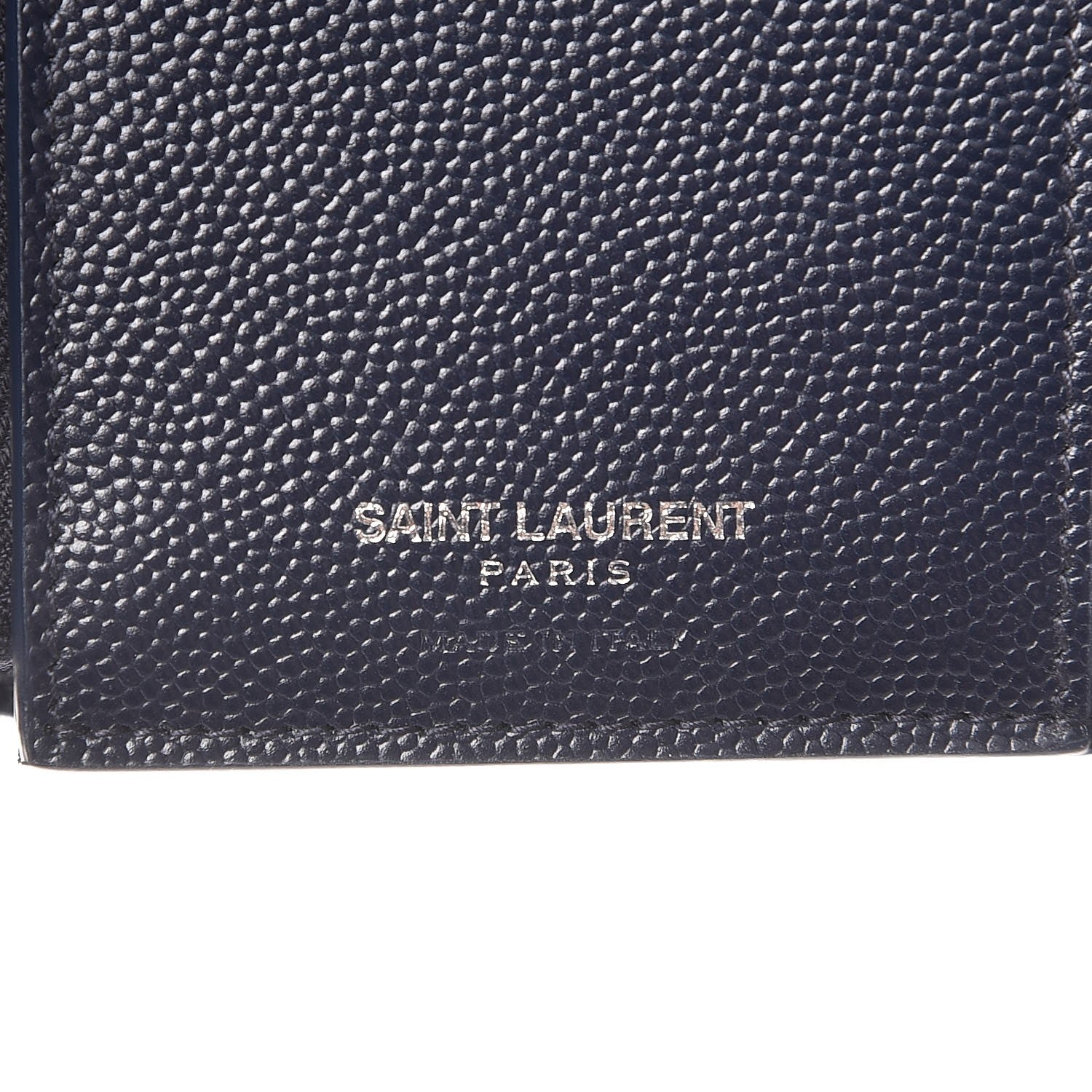 Saint Laurent Grain De Poudre Matelasse Chevron Monogram Compact Tri Fold Wallet Blue Sapphire 6 of 7