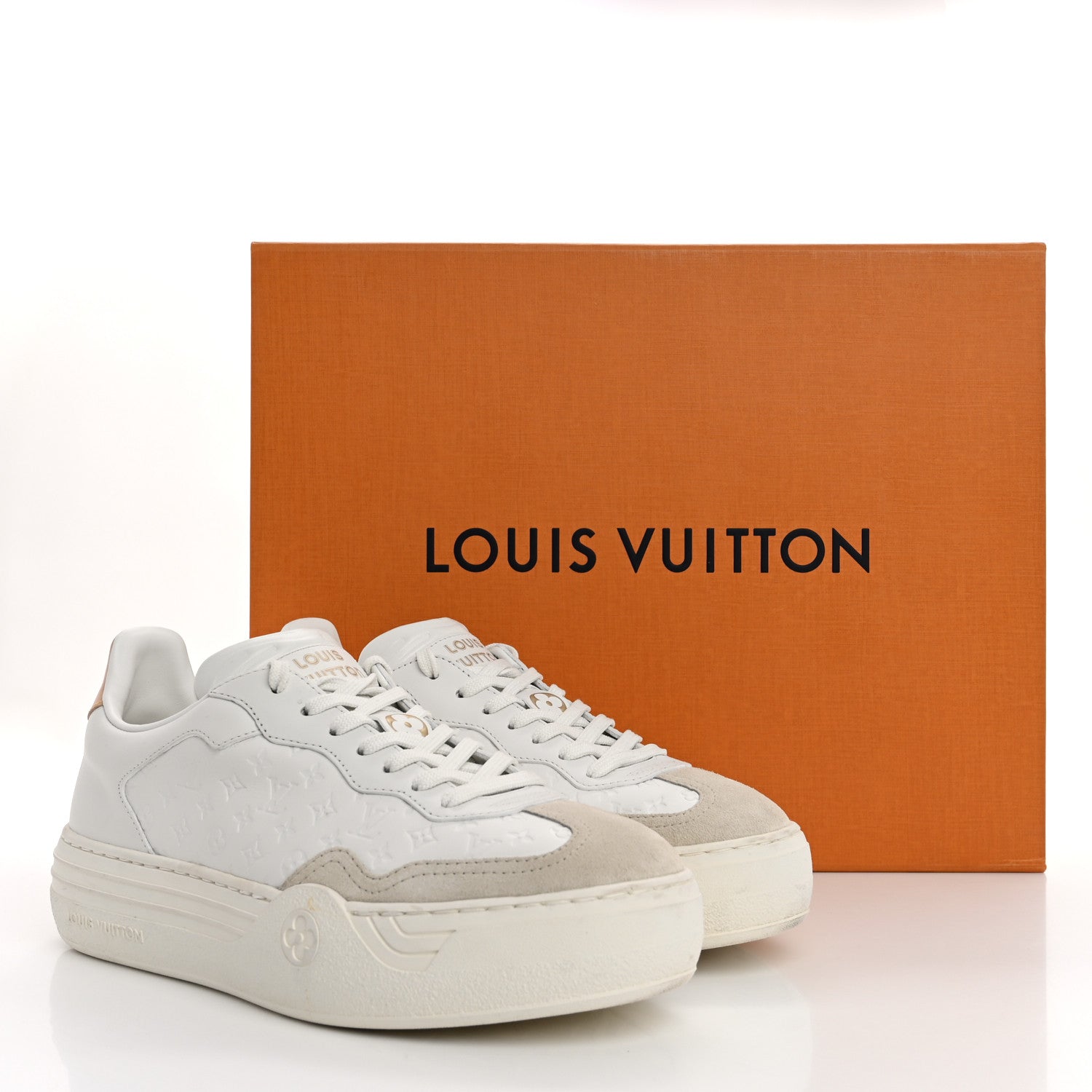 Louis Vuitton Calfskin Embossed LV Groovy Platform Sneakers 38 White 12 of 12
