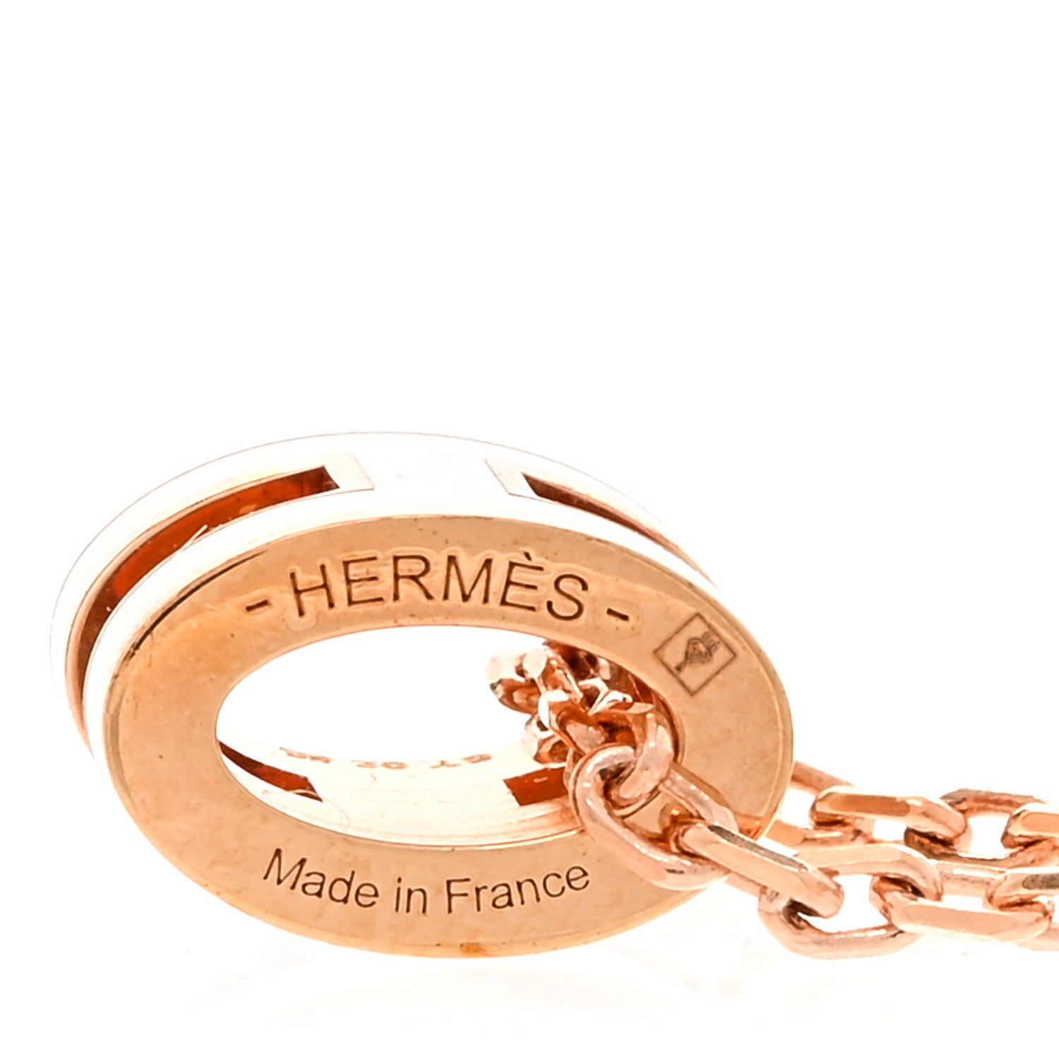 Hermes Lacquered Rose Gold Mini Pop H Pendant Necklace White 4 of 4