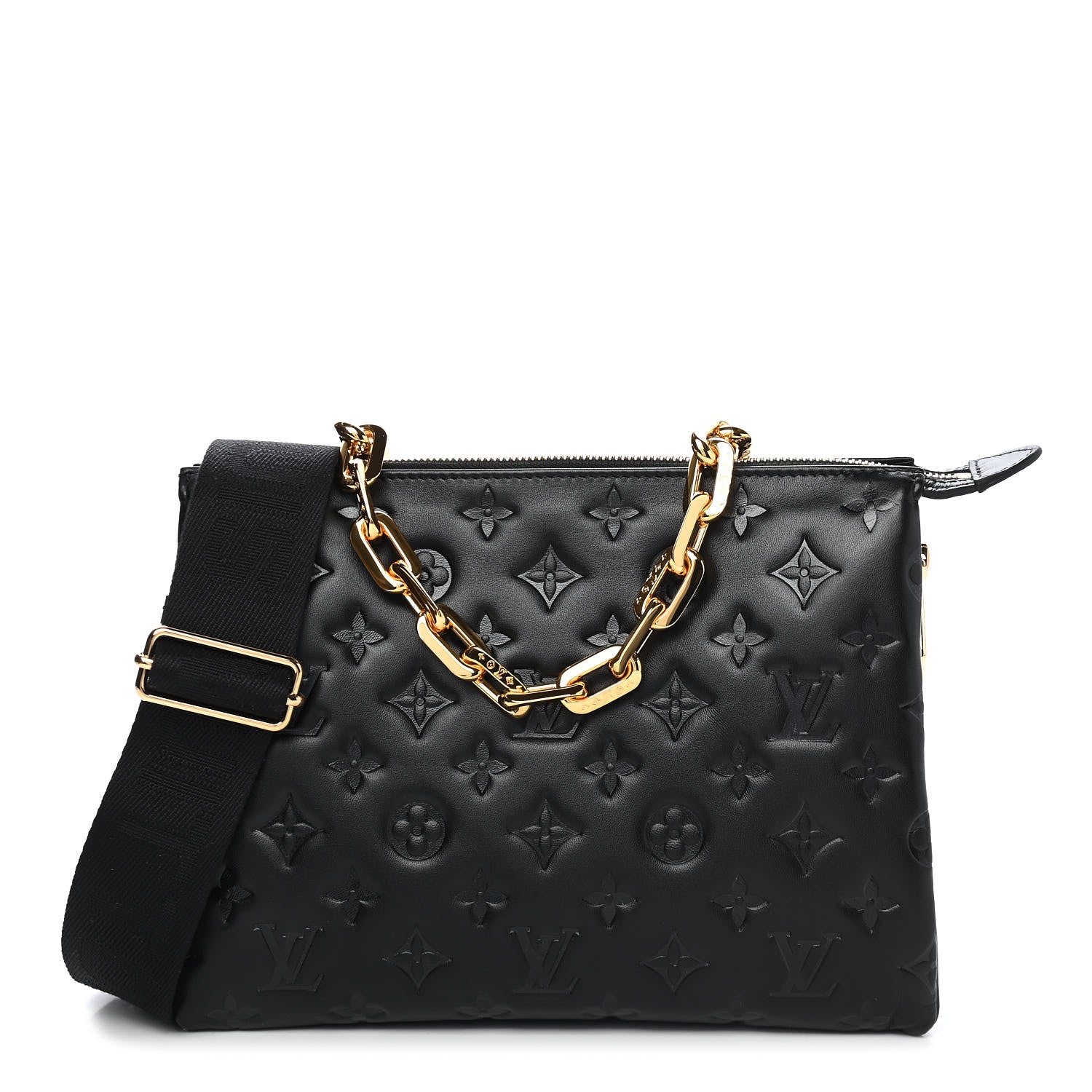 Louis Vuitton Lambskin Embossed Monogram Coussin PM Black 1 of 8