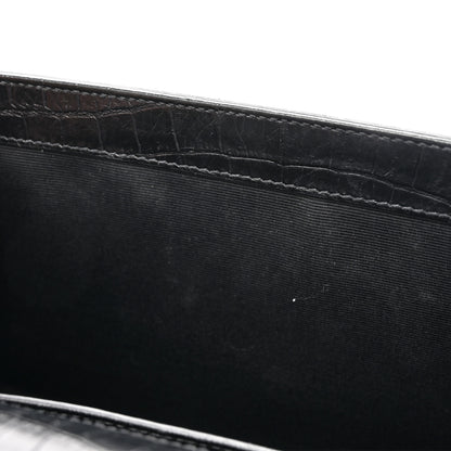 Saint Laurent Calfskin Crocodile Embossed Medium Classic Monogram Kate Tassel Satchel Black 12 of 17
