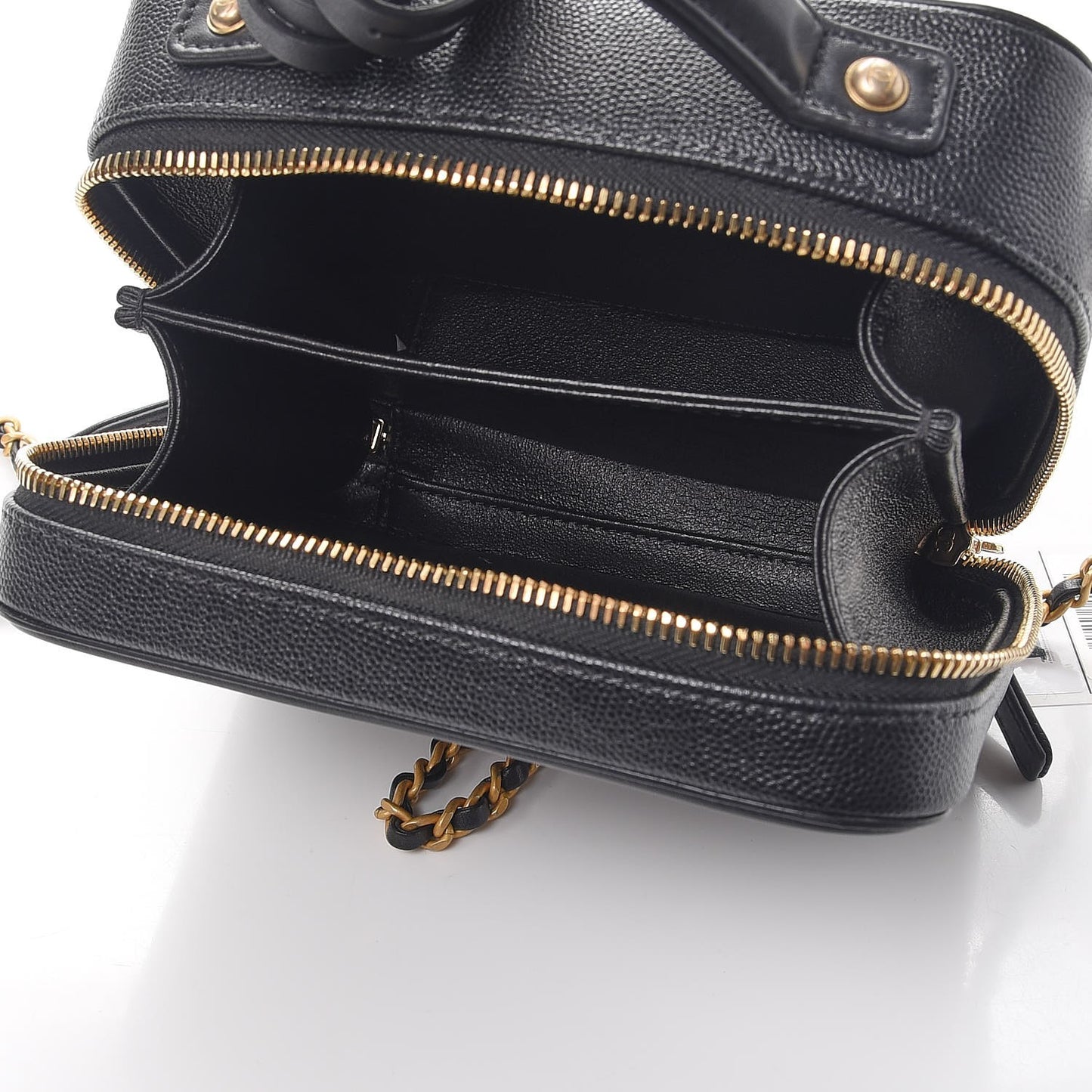 Caviar Quilted Small CC Filigree Vanity Case Black