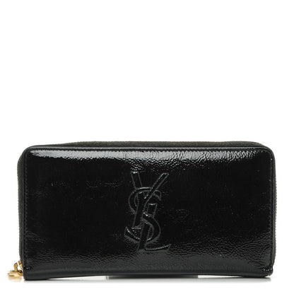 Saint Laurent Patent Belle De Jour Zip Around Wallet Black 1 of 6