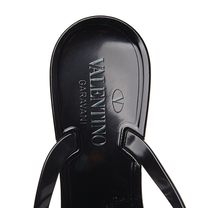 Valentino Garavani PVC Jelly Rockstud Bow Thong Sandals 39 Black 6 of 7