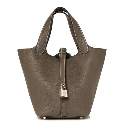 Hermes Taurillon Clemence Picotin Lock 18 PM Etoupe 1 of 12