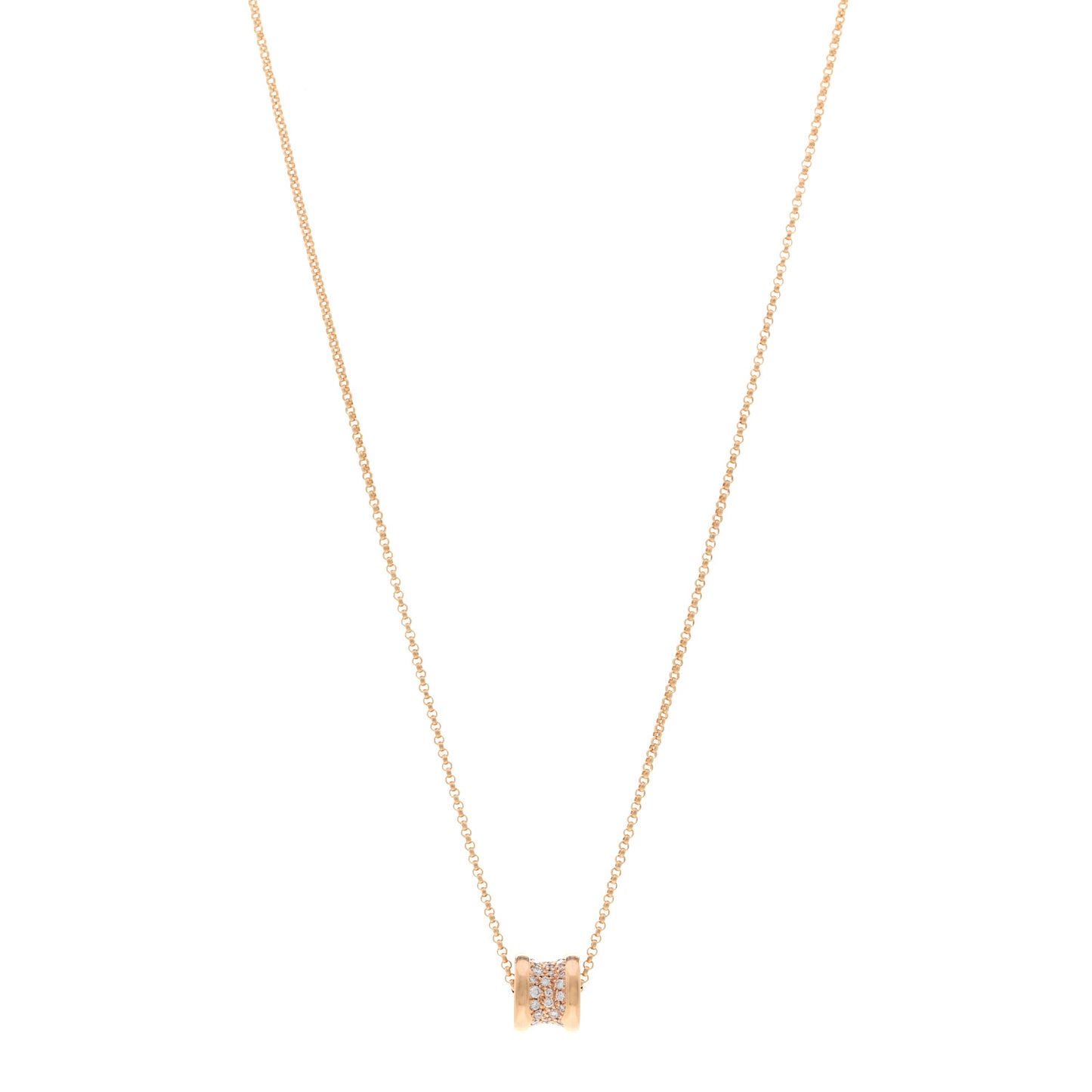 18K Rose Gold Diamond Small B.Zero1 Pave Pendant Necklace