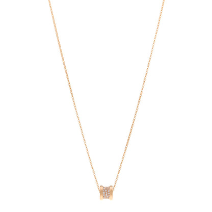 Bulgari 18K Rose Gold Diamond Small B.Zero1 Pave Pendant Necklace 1 of 4