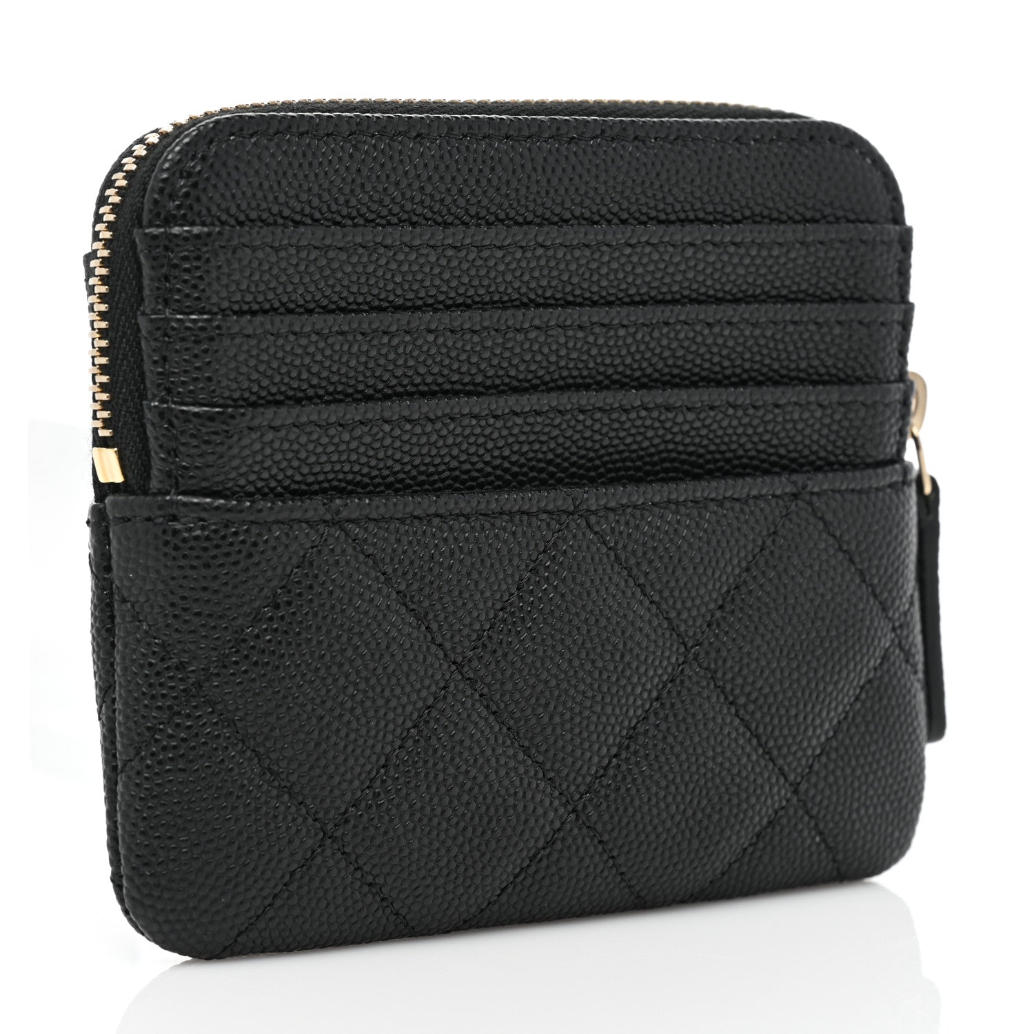 Chanel Caviar Quilted Zip Card Holder Wallet Black 3 of 8