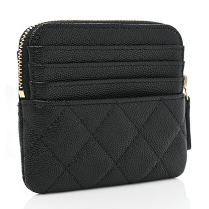 Chanel Caviar Quilted Zip Card Holder Wallet Black 3 of 8
