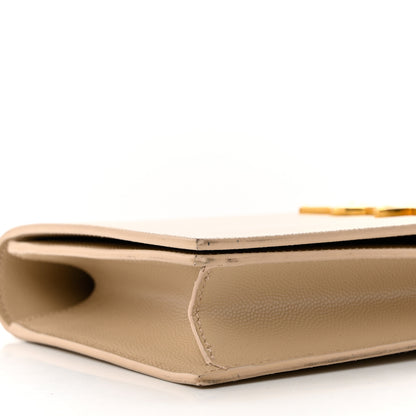 Saint Laurent Grain De Poudre Classic Monogram Kate Clutch Dark Beige 7 of 8
