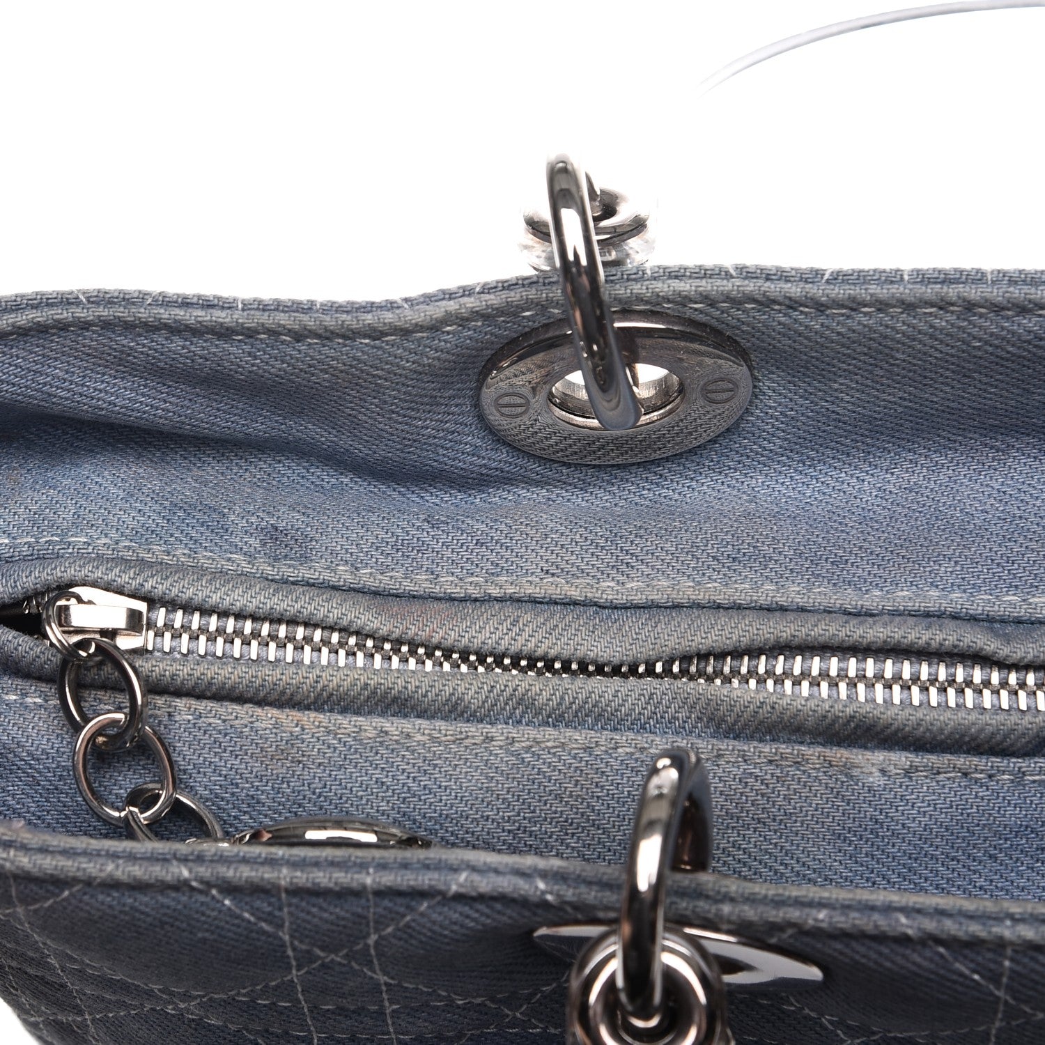 Christian Dior Denim Cannage Large Lady Dior Tote Blue 11 of 13