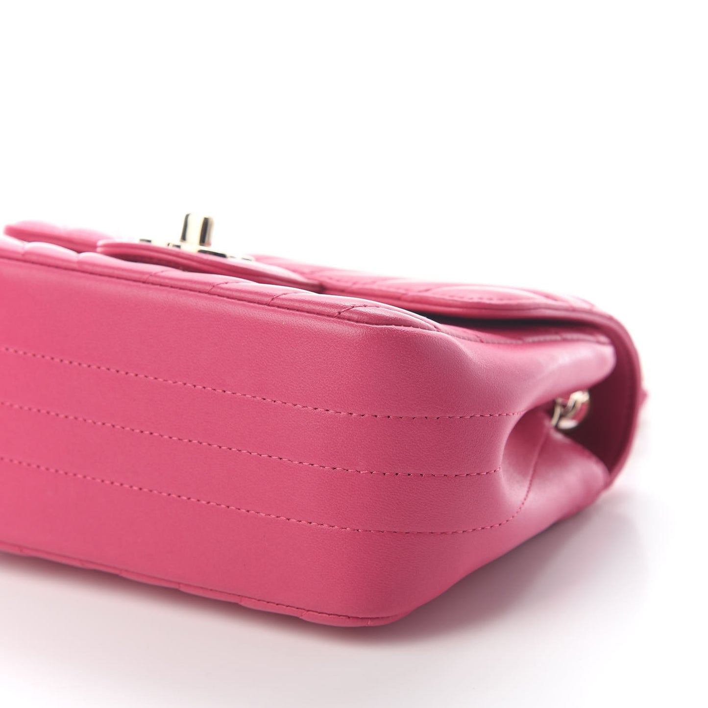 Lambskin Chevron Quilted Mini Square Flap Fuchsia
