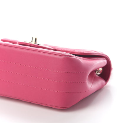 Chanel Lambskin Chevron Quilted Mini Square Flap Fuchsia 8 of 8