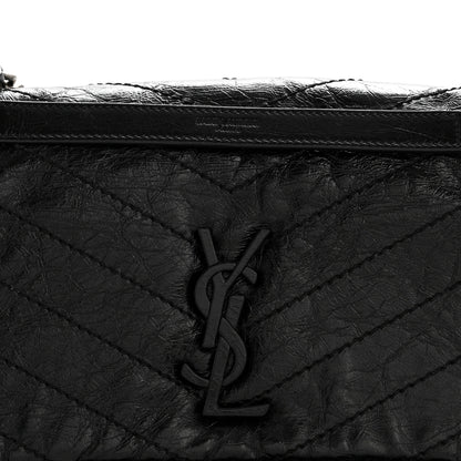 Saint Laurent Crinkled Calfskin Shearling Monogram Medium Niki Chain Satchel Black 8 of 14