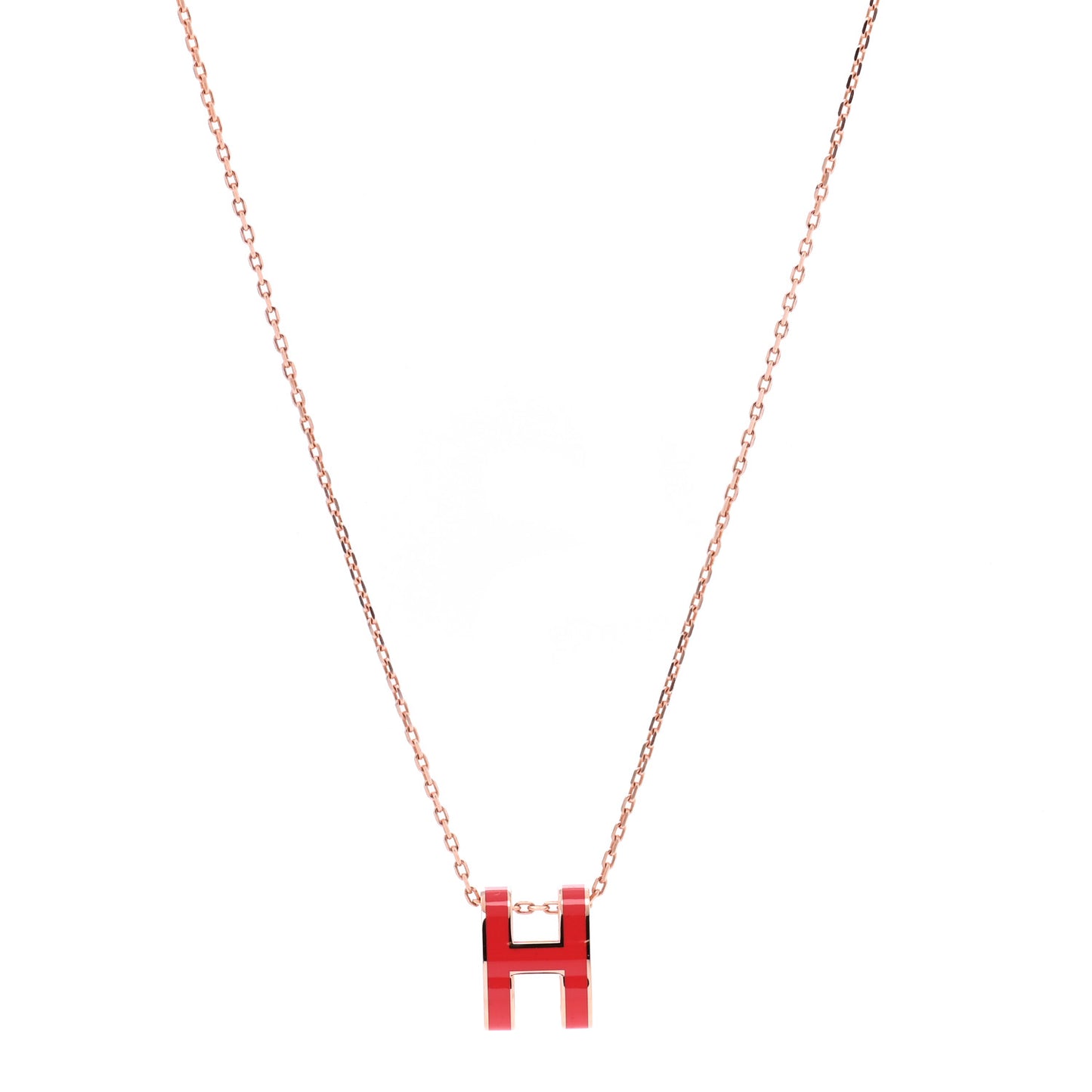 Lacquered Gold Pop H Pendant Necklace Corail