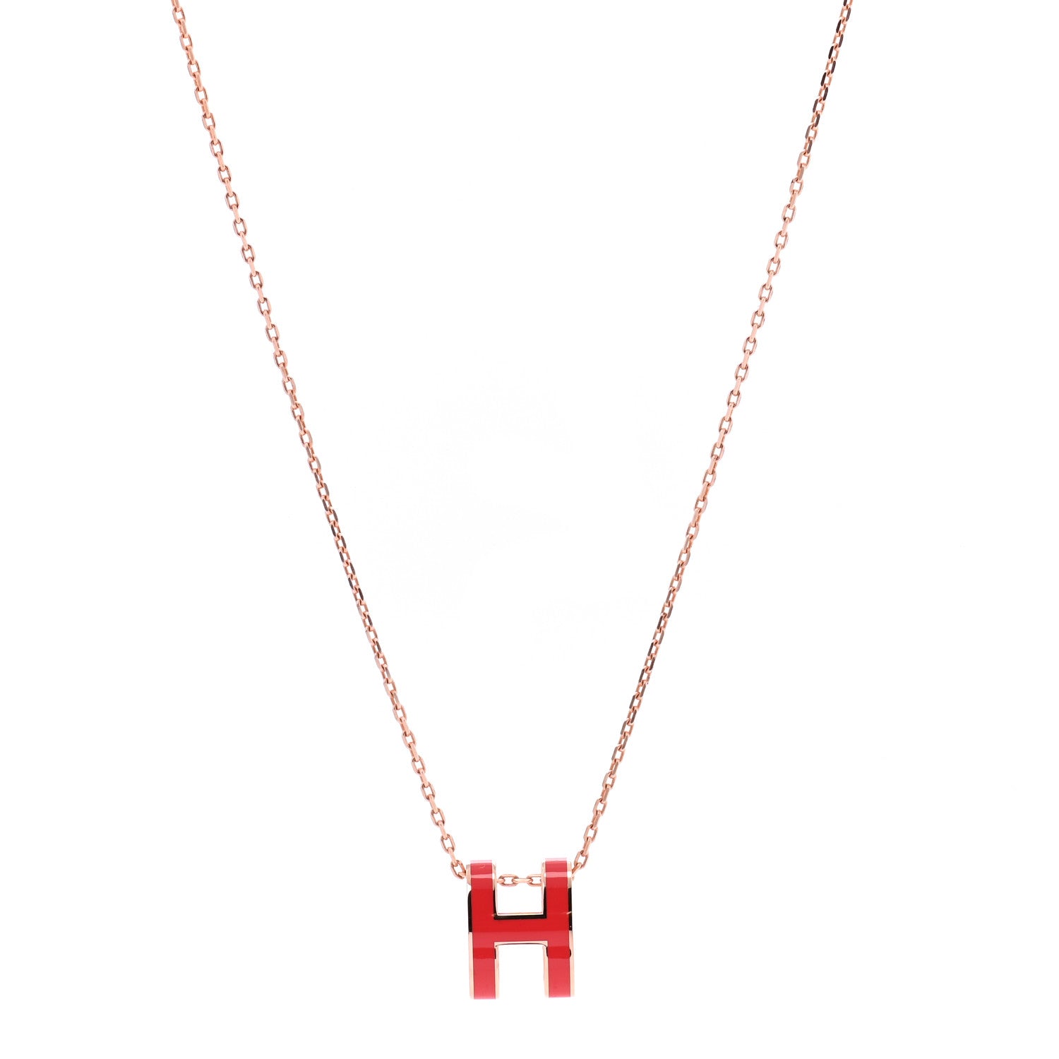 Hermes Lacquered Gold Pop H Pendant Necklace Corail 1 of 6