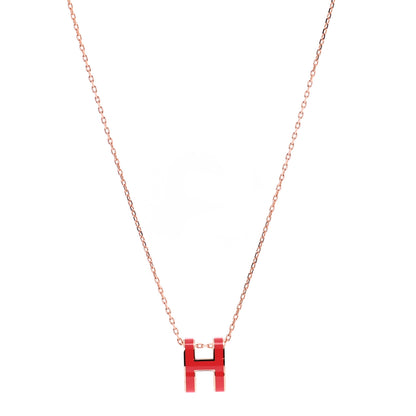Hermes Lacquered Gold Pop H Pendant Necklace Corail 1 of 6
