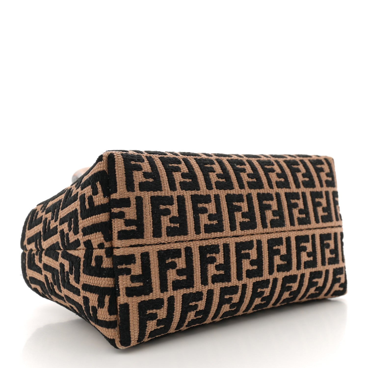 Fendi Raffia Chenille Vitello King Plexiglass Micro FF Mini By The Way Top Handle Boston Bag Naturale Black 3 of 10