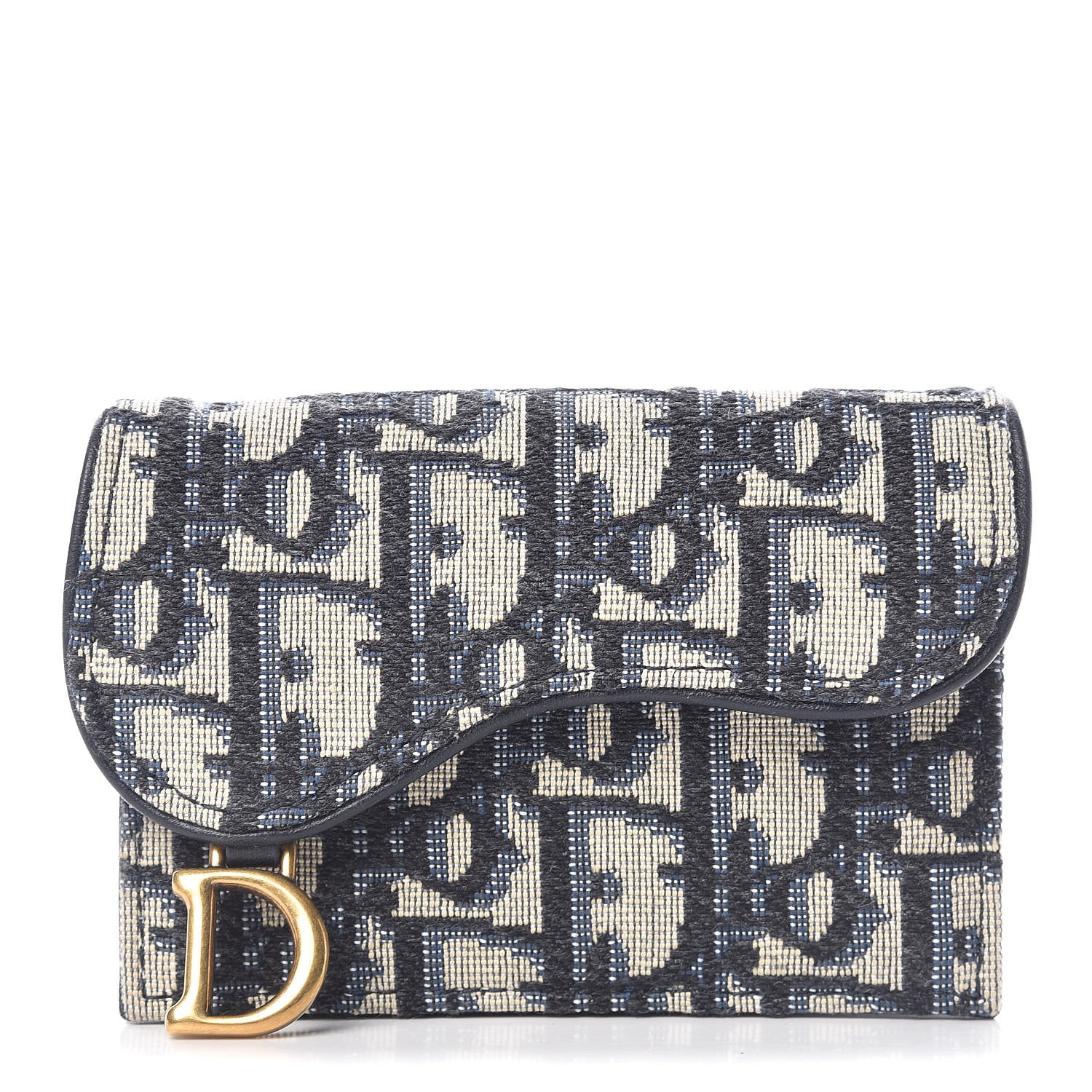 Christian Dior Oblique Saddle Card Holder Blue 1 of 10