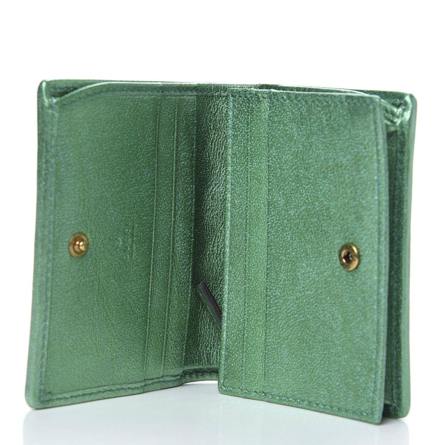 Laminated Nappa Trapuntata Zumi Card Case Jasmine Green