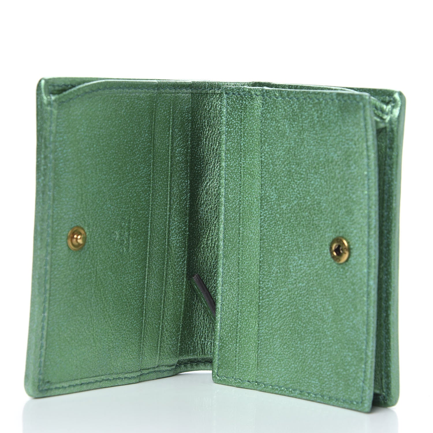 Gucci Laminated Nappa Trapuntata Zumi Card Case Jasmine Green 5 of 8