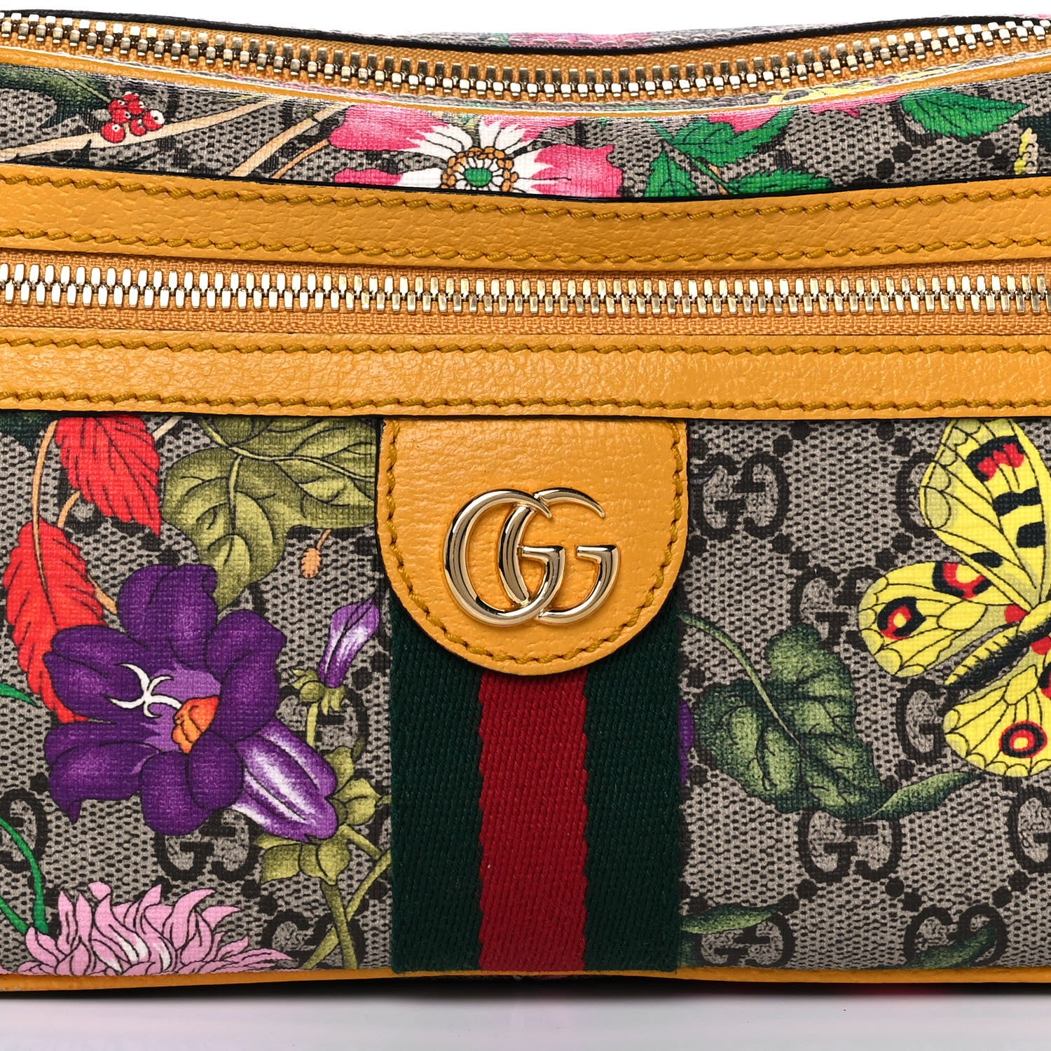 Gucci GG Supreme Monogram Flora Medium Ophidia Belt Bag Beige Multicolor Crop 8 of 13