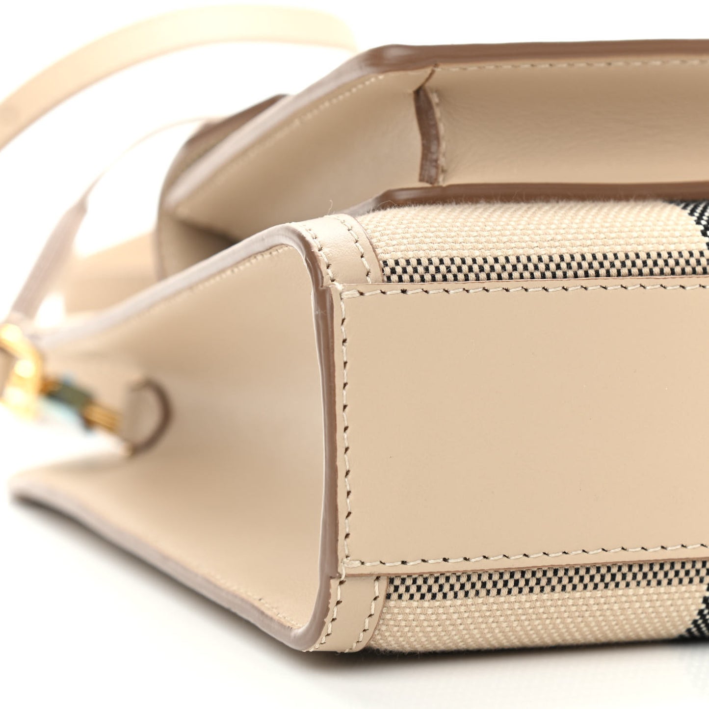 Smooth Calfskin Canvas Check Mini Pocket Bag Dusty Sand Soft Fawn