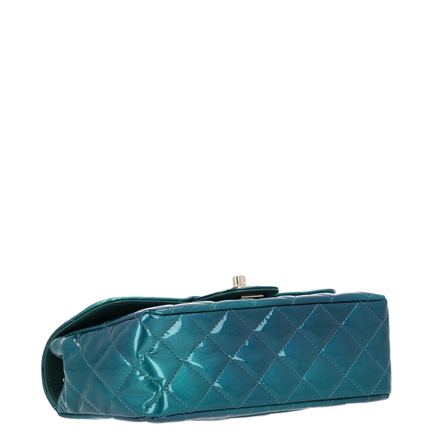 Chanel Shaded Patent Calfskin Quilted Mini Rectangular Flap Green Blue 5 of 11